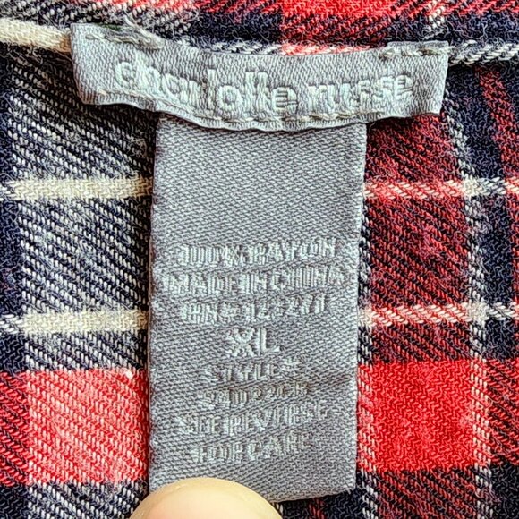 Charlotte Russe Black/Red Plaid Flannel Button Down Shirt Size XL - Picture 9 of 15